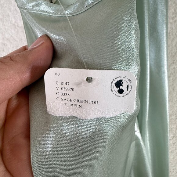 Free People Size M NWT Sunset Shimer Satin Midi Slipdress Green $108 Fairycore - Picture 4 of 11